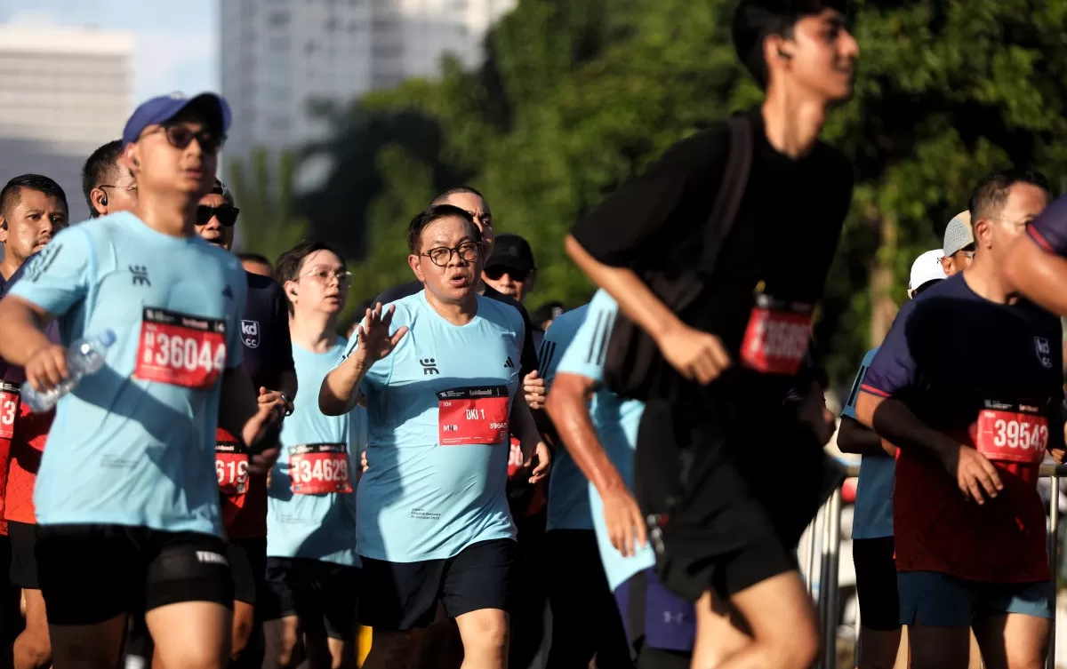 Gubernur DKI Jakarta Pramono Anung turut meriahkan Jakarta Running Festival 2025 (JRF) di GBK, Jakarta, Minggu (26/10/2025)